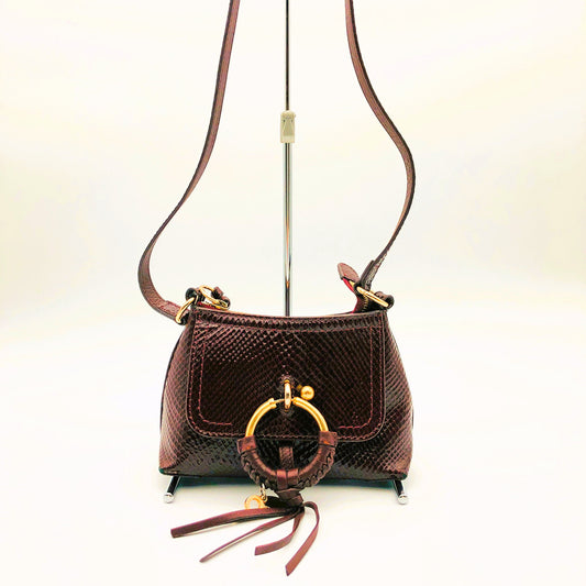 Pre-owned See By Chloe Python-embossed Joan Mini Dark Brown Crossbody Shoulder Bag