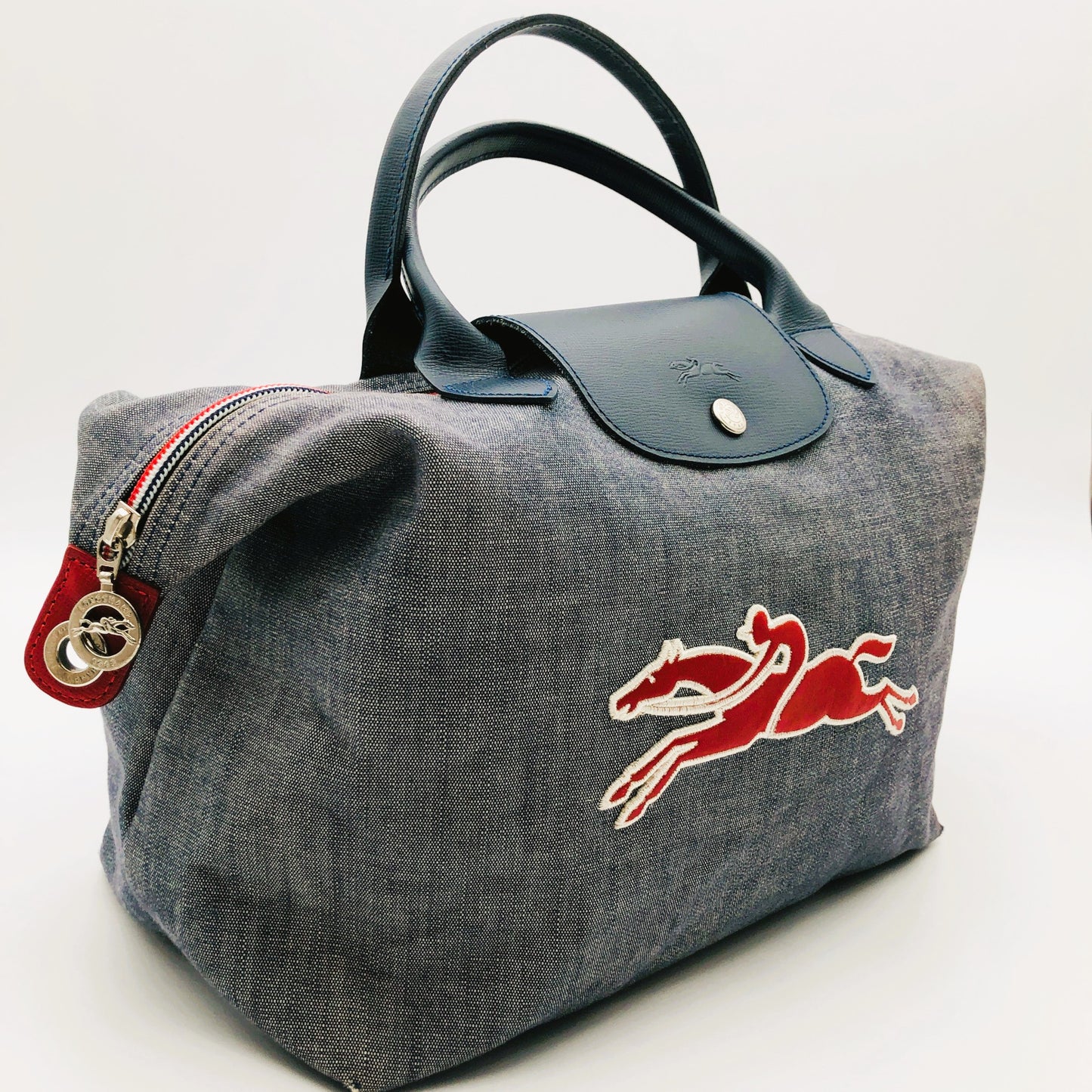 Pre-owned Limited Longchamp Victorie Le Pilage Embroidered Horse 2way Crossbody Hand Bag