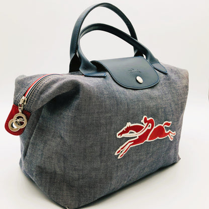 Pre-owned Limited Longchamp Victorie Le Pilage Embroidered Horse 2way Crossbody Hand Bag