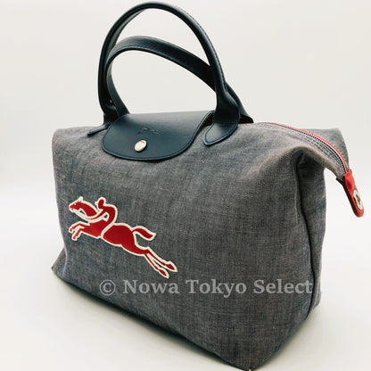Pre-owned Limited Longchamp Victorie Le Pilage Embroidered Horse 2way Crossbody Hand Bag