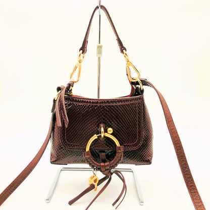 Pre-owned See By Chloe Python-embossed Joan Mini Dark Brown Crossbody Shoulder Bag