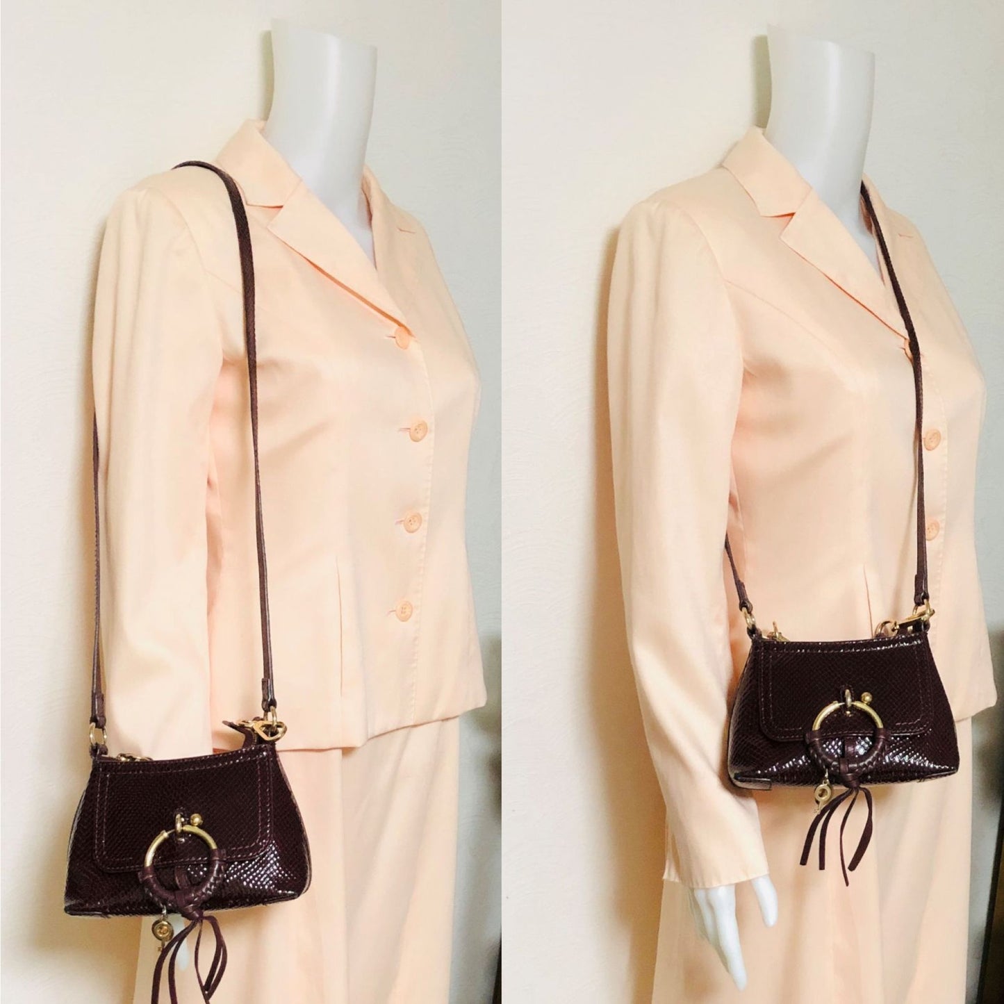 Pre-owned See By Chloe Python-embossed Joan Mini Dark Brown Crossbody Shoulder Bag
