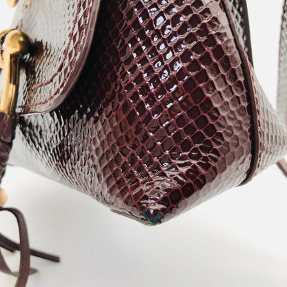 Pre-owned See By Chloe Python-embossed Joan Mini Dark Brown Crossbody Shoulder Bag