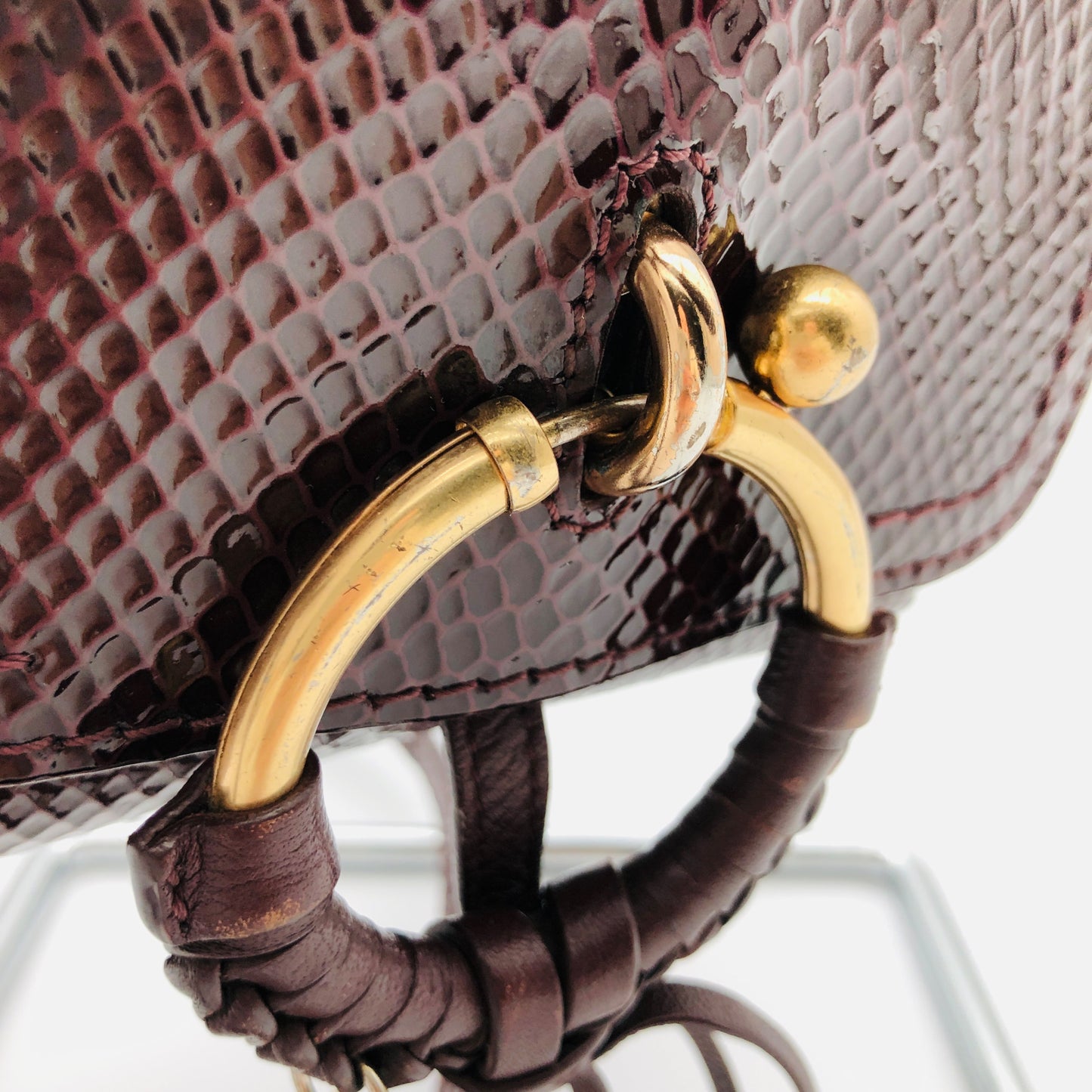 Pre-owned See By Chloe Python-embossed Joan Mini Dark Brown Crossbody Shoulder Bag