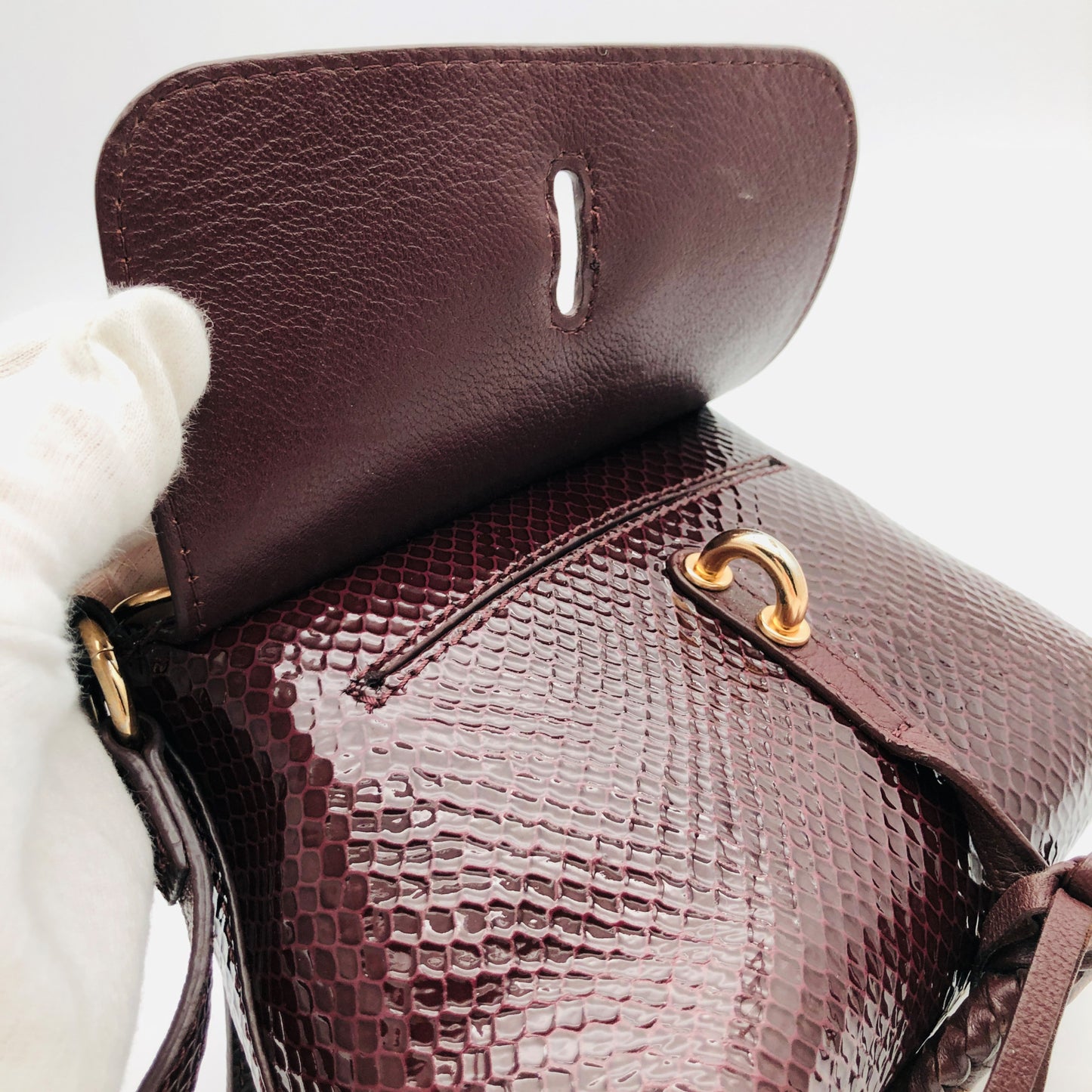 Pre-owned See By Chloe Python-embossed Joan Mini Dark Brown Crossbody Shoulder Bag