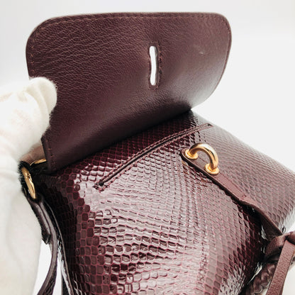 Pre-owned See By Chloe Python-embossed Joan Mini Dark Brown Crossbody Shoulder Bag