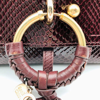 Pre-owned See By Chloe Python-embossed Joan Mini Dark Brown Crossbody Shoulder Bag