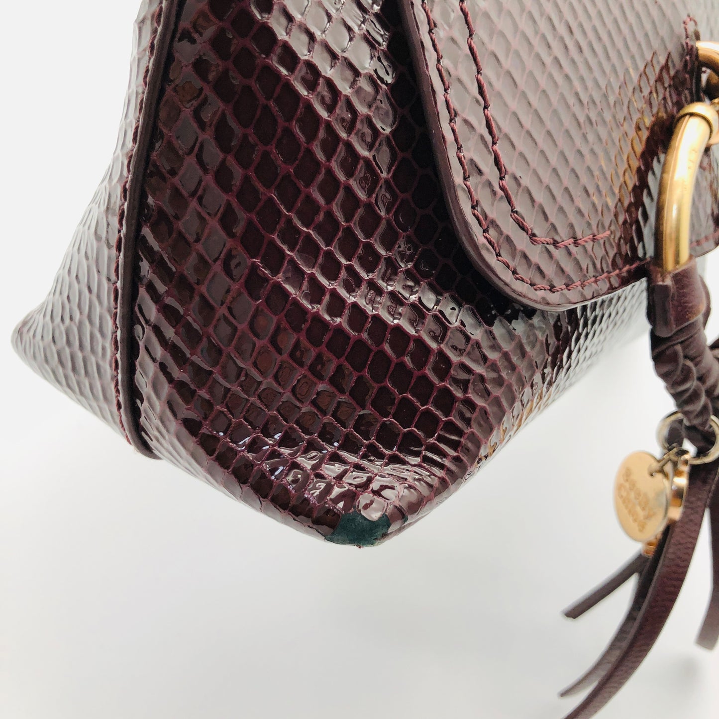 Pre-owned See By Chloe Python-embossed Joan Mini Dark Brown Crossbody Shoulder Bag