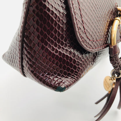 Pre-owned See By Chloe Python-embossed Joan Mini Dark Brown Crossbody Shoulder Bag