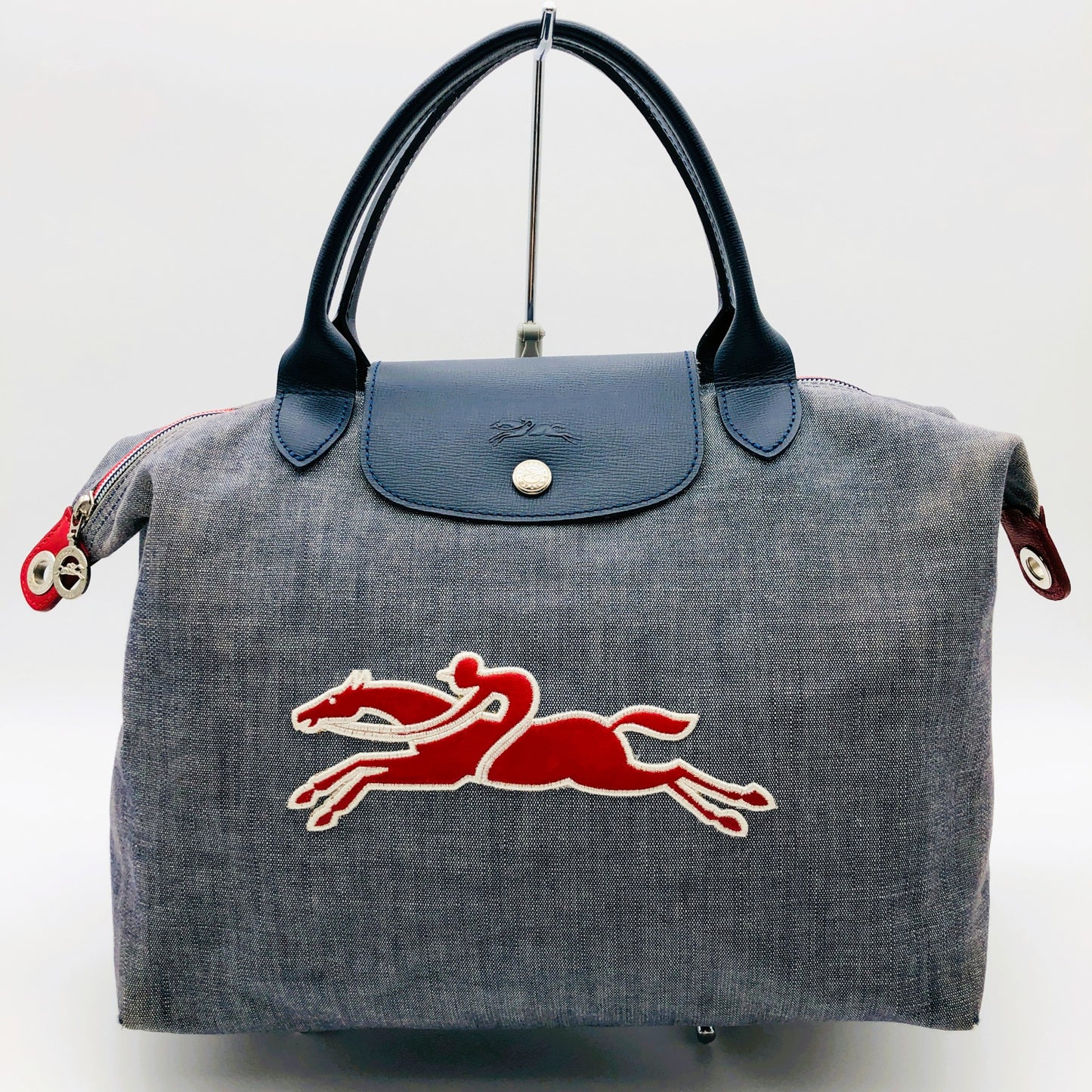 Pre-owned Limited Longchamp Victorie Le Pilage Embroidered Horse 2way Crossbody Hand Bag