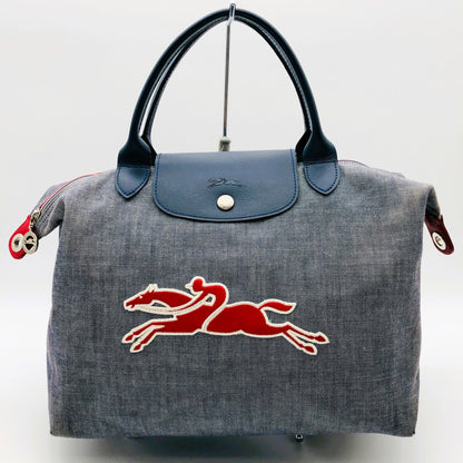 Pre-owned Limited Longchamp Victorie Le Pilage Embroidered Horse 2way Crossbody Hand Bag